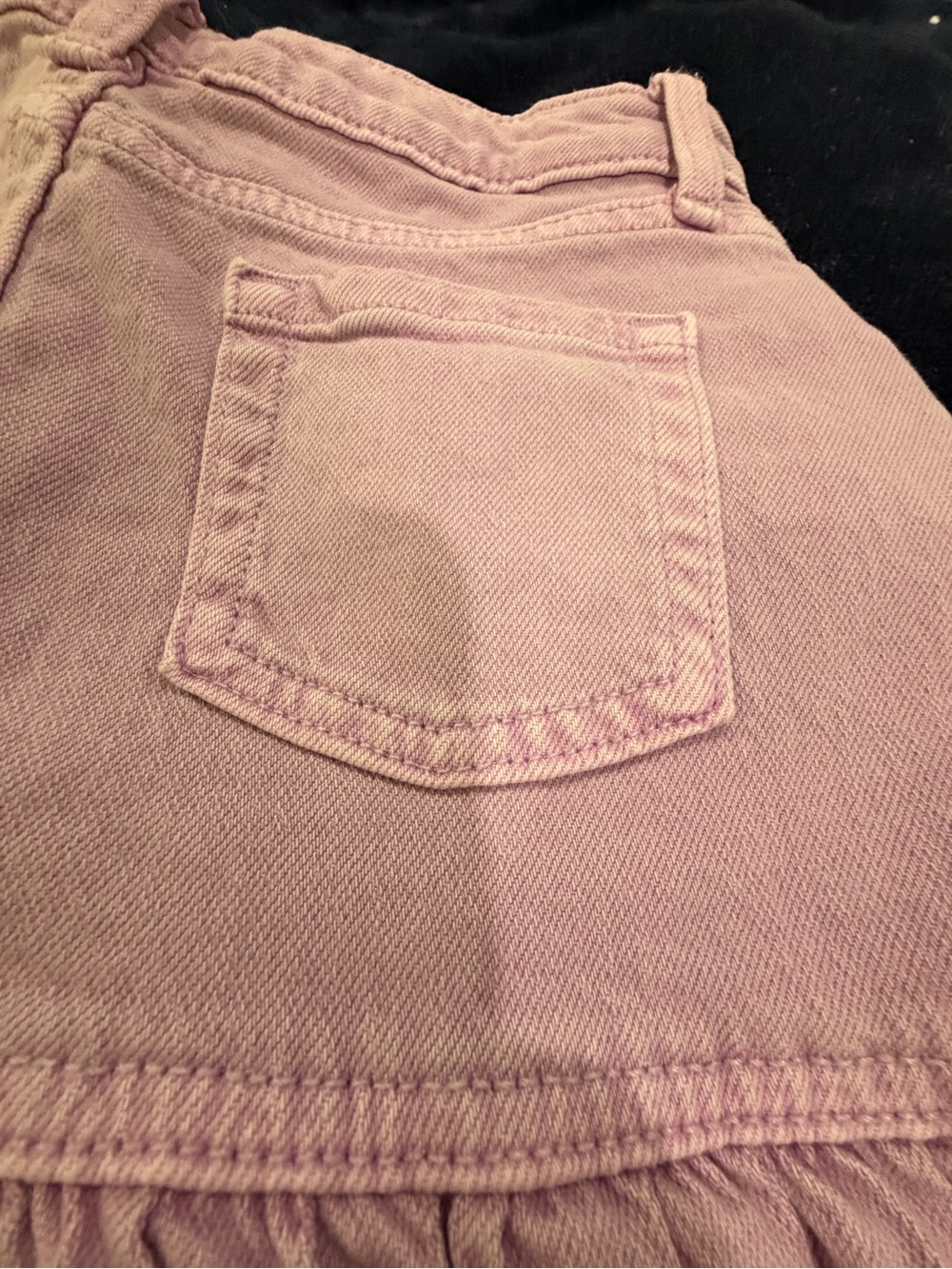 Pink Ruffle Denim Mini Skirt - Picture 4 of 4